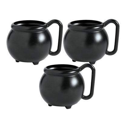 Fun Express Set of 12 Pieces Witch Cauldron Mugs, Holds 12 oz, Hocus Pocus and Halloween Party Supplies, Black
