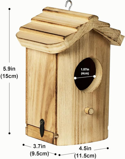 NATUREYLWL Wooden Hummingbird House, Small Birdhouse for Outside, Hanging Mini Bird House for Hummingbirds, Natural Solid Wood for Hummingbird Nesting (Dimensions 5.9 x 3.7 x 4.2 inch)