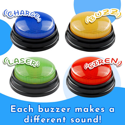 AndiluluBear Buzzers for Trivia Games, Family Feud Buzzers for Adults, Game Buzzers with Lights and Sound, Answer Buzzers for Classroom, Perfect for Family Game and Trivia Nights