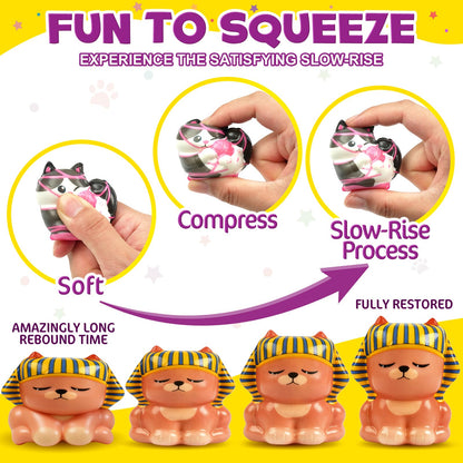 FUNNYB&G Cat Squishy Toys for Kids - 24 Pack Squishies Toy Party Favors Small Bulk Goodie Bag Stuffers Classroom Prizes Birthday Gifts for Boys Girls Toddler Slow Rising Squeeze Toy
