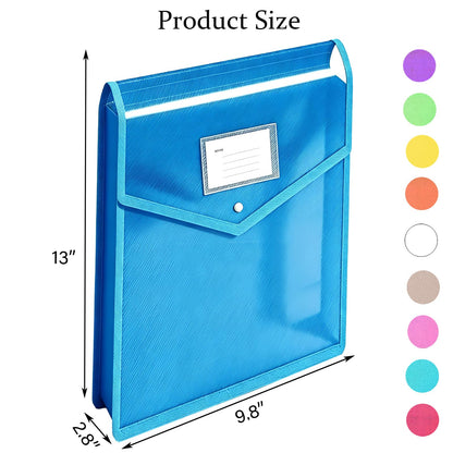 Plastic File Folder, 10 Pcs Large-Capacity Poly Envelope Expanding Wallet Document Folder Letter Size A4 Accordion File Pouch with Label Pocket, Snap Button for School Home Work Office Organization