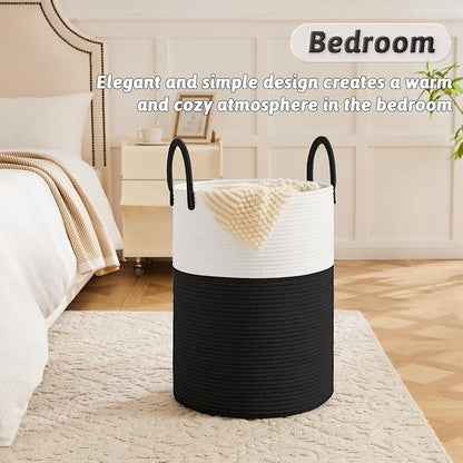Artfeel Laundry Basket,Woven Cotton Rope Laundry Hamper,40L for Decorative Storage of Dirty Clothes,Toys and Blankets in Bathroom,Baby Room and Living Room