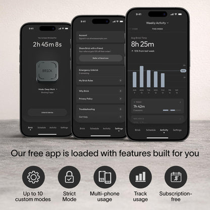 The Brick Phone Access Blocker Device for Cell Phones - Subscription-Free Phone Lock, Limits Smartphone Access, Reduces Screen Time & Improves Focus - High-Grade Magnet & Anti-Slip Silicone