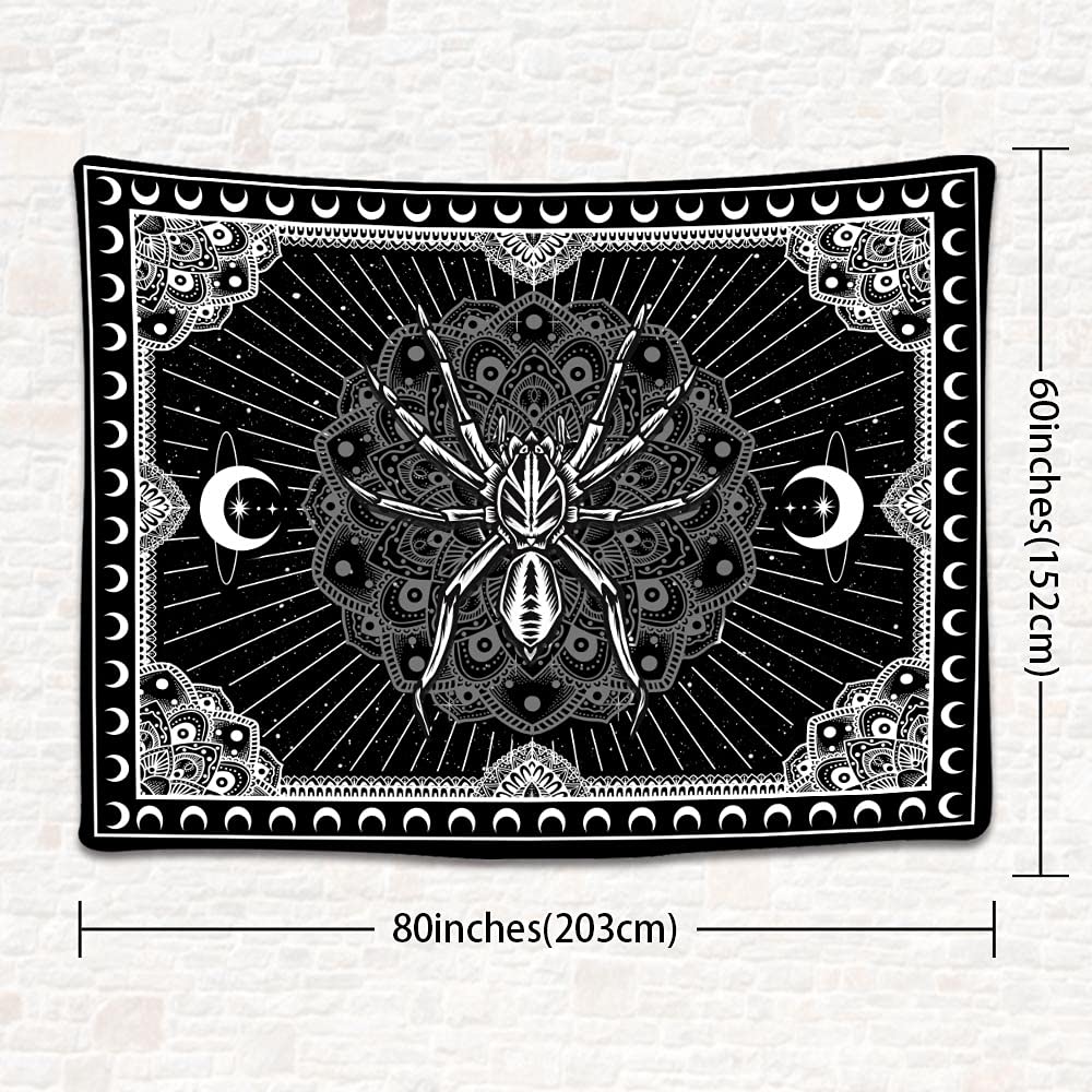 UHOMETAP Mandala Spider Wall Art - Bohemian Tapestry With Starry Sky and Moon Pattern for Living Room, Bedroom, Office - 80x60 Inches