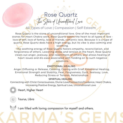 Rose Quartz - Rubbing Natural Thumb Worry Stone - Hold in Your Hand for Relaxation or Anxiety Relief - Enhance Meditation, Aid in Healing the Mind, Body and Spirit