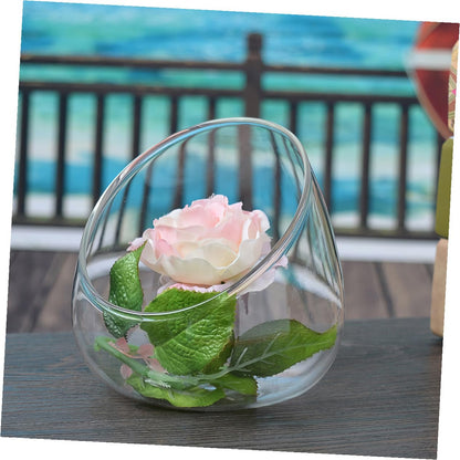 TIDTALEO 3pcs Slant Cut Glass Bottles Ecological Terrarium Vases for Succulent Plants Desktop Micro Landscape Decoration