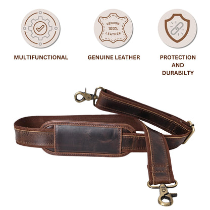 Autentico Premium Tan Leather Travel Bag Strap Adjustable Replacement Shoulder Strap Extra Wide Padded Design for Weekenders, Carry-Ons, Duffels Genuine Leather Comfort (Dark Brown)