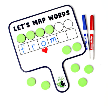 6 Map-Its Paddles for Word Mapping | Hands-On Phonemic Awareness Tool | Magnetic Dry-Erase Paddles for Phonics & Spelling | Structured Literacy & Science of Reading Classroom Resource