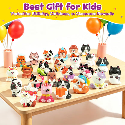FUNNYB&G Cat Squishy Toys for Kids - 24 Pack Squishies Toy Party Favors Small Bulk Goodie Bag Stuffers Classroom Prizes Birthday Gifts for Boys Girls Toddler Slow Rising Squeeze Toy