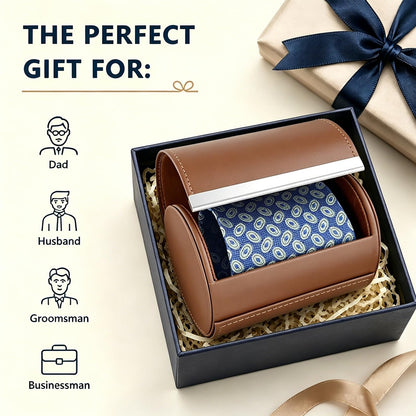 YY YEARCHY Men's Necktie Travel Case, Tie Anti-Wrinkle Organizer Box - Formal Cylinder Shape (Brown)