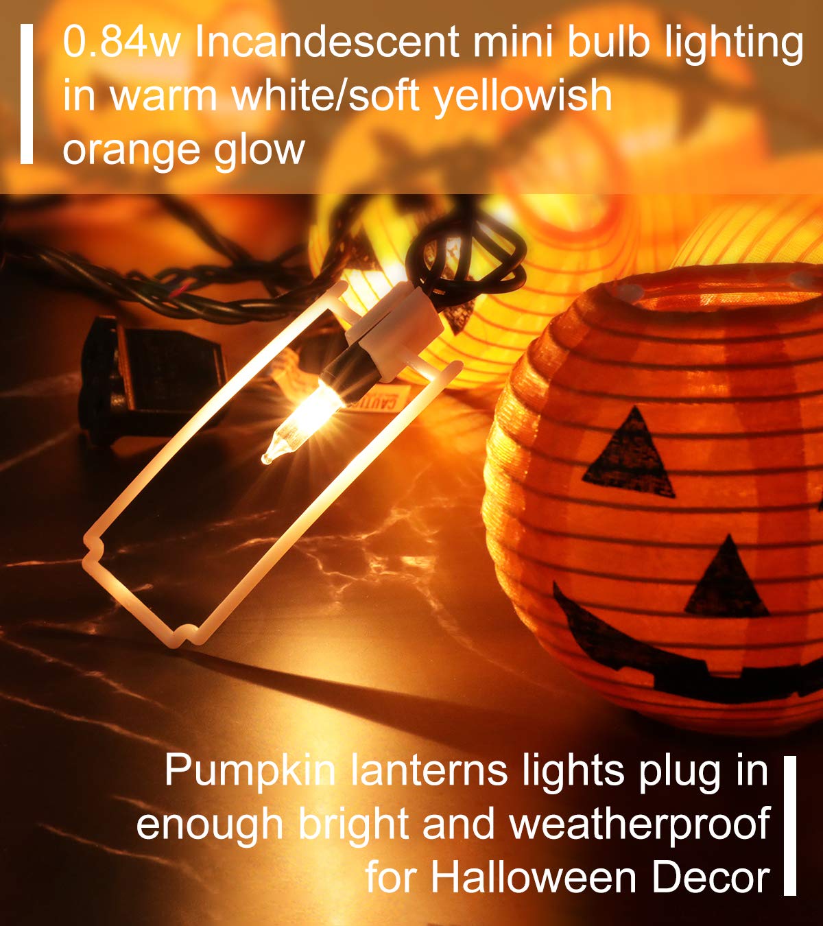 TIGOMOOV Halloween Lantern String Lights, Jack O Lanterns Pumpkin String Lights Plug in, 10 Orange Lights String 9.83FT Connectable Indoor/Outdoor Halloween Decorations