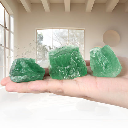 1.1lb Bulk Raw Green Fluorite Rough Crystal- Natural Green Fluorite Raw Stones Crystal for Tumbling, Cabbing, Fountain Rocks, Decoration, Polishing, Wire Wrapping, Wicca & Reiki Crystal Healing