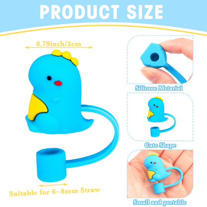 Nuenen 24 Pcs Straw Covers Caps Silicone Reusable Topper Tips Cute Cartoon Lids Splash Proof Plug for 6-8 mm Straws Tumblers Summer Beach Party Favors Home Kitchen Accessories
