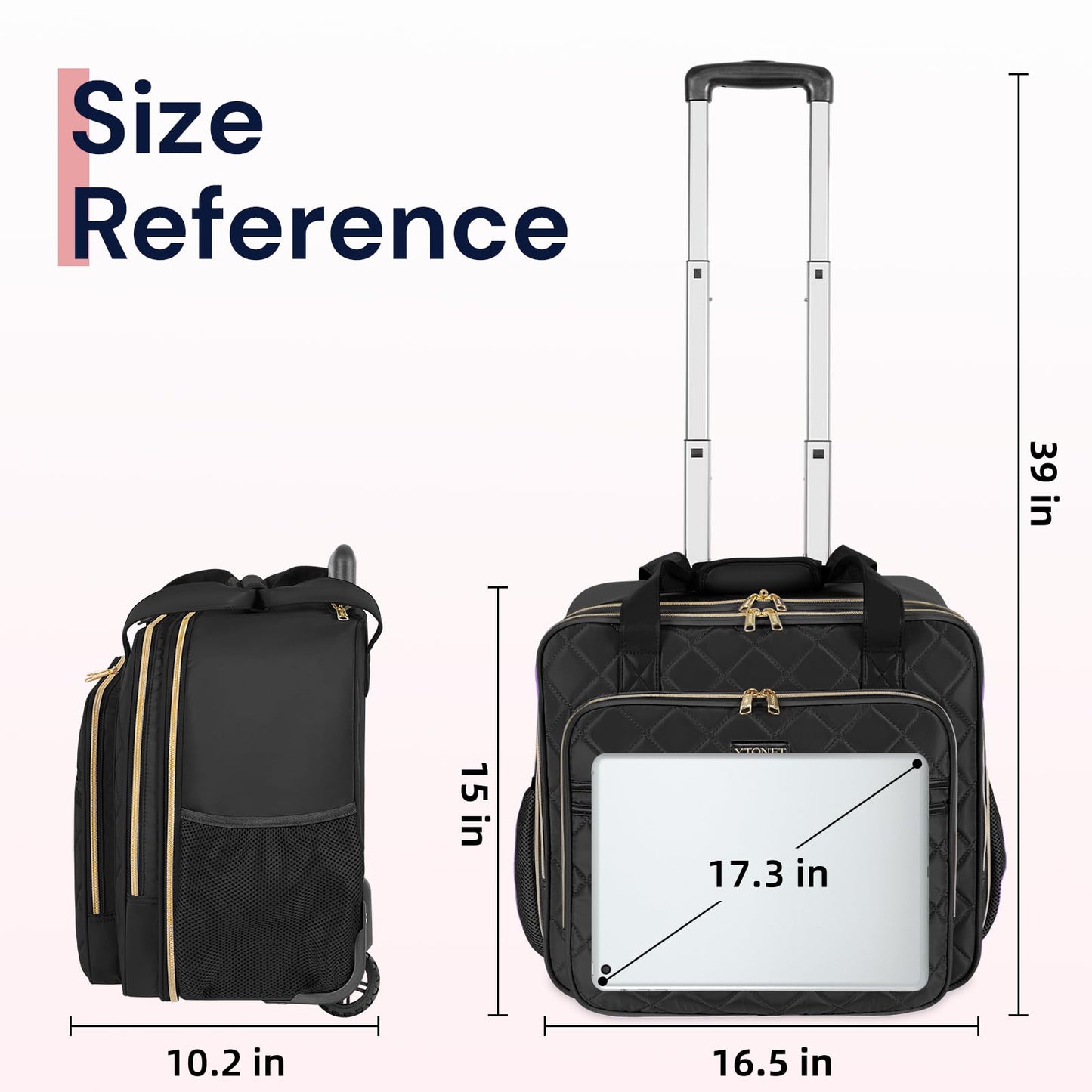 Ytonet Rolling Briefcase for Women, Extra Large Rolling Laptop Bag Fits 18 Inch Laptop, Computer Bag with wheels for Work Travel College Business Overnight Wife Mom Teacher, Black Brown