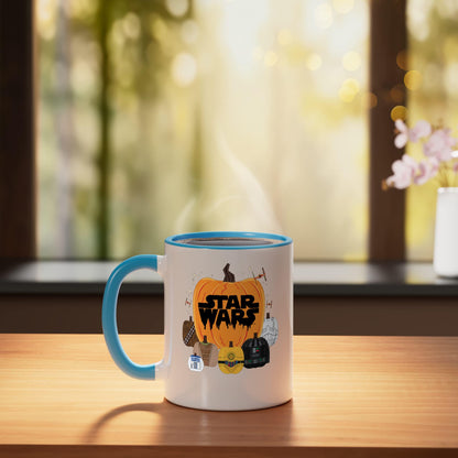 Star Wars Halloween Pumpkin Characters Group Ceramic Mug, Blue/White