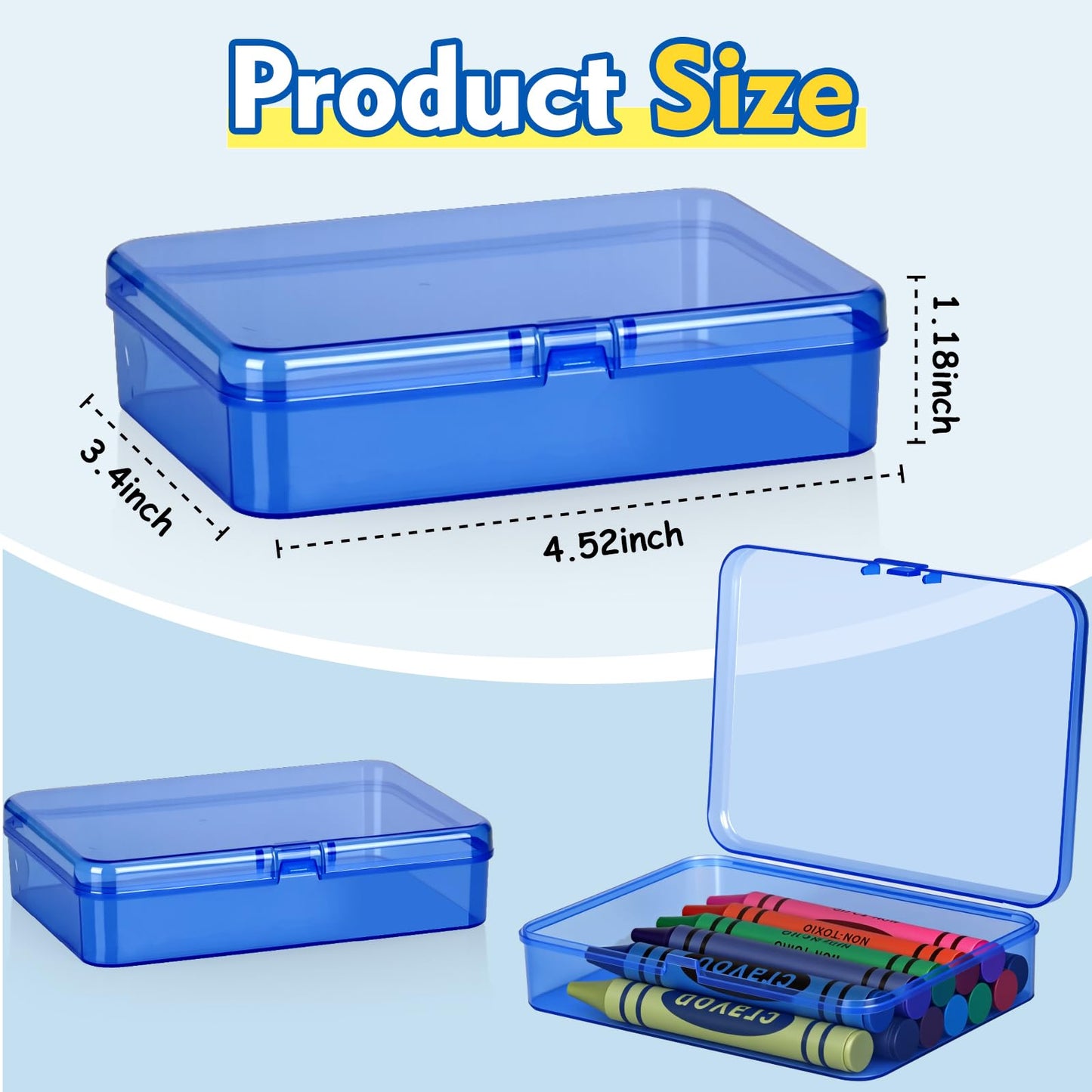 Dcocdeely 25 Pcs Plastic Crayon Box, Mini Plastic Storage Containers with Lid 4.5x3.4 Inches Clear Rectangle Box Small Storage Boxes for Crafts Jewelry Beads, Office Supplies (Pink)