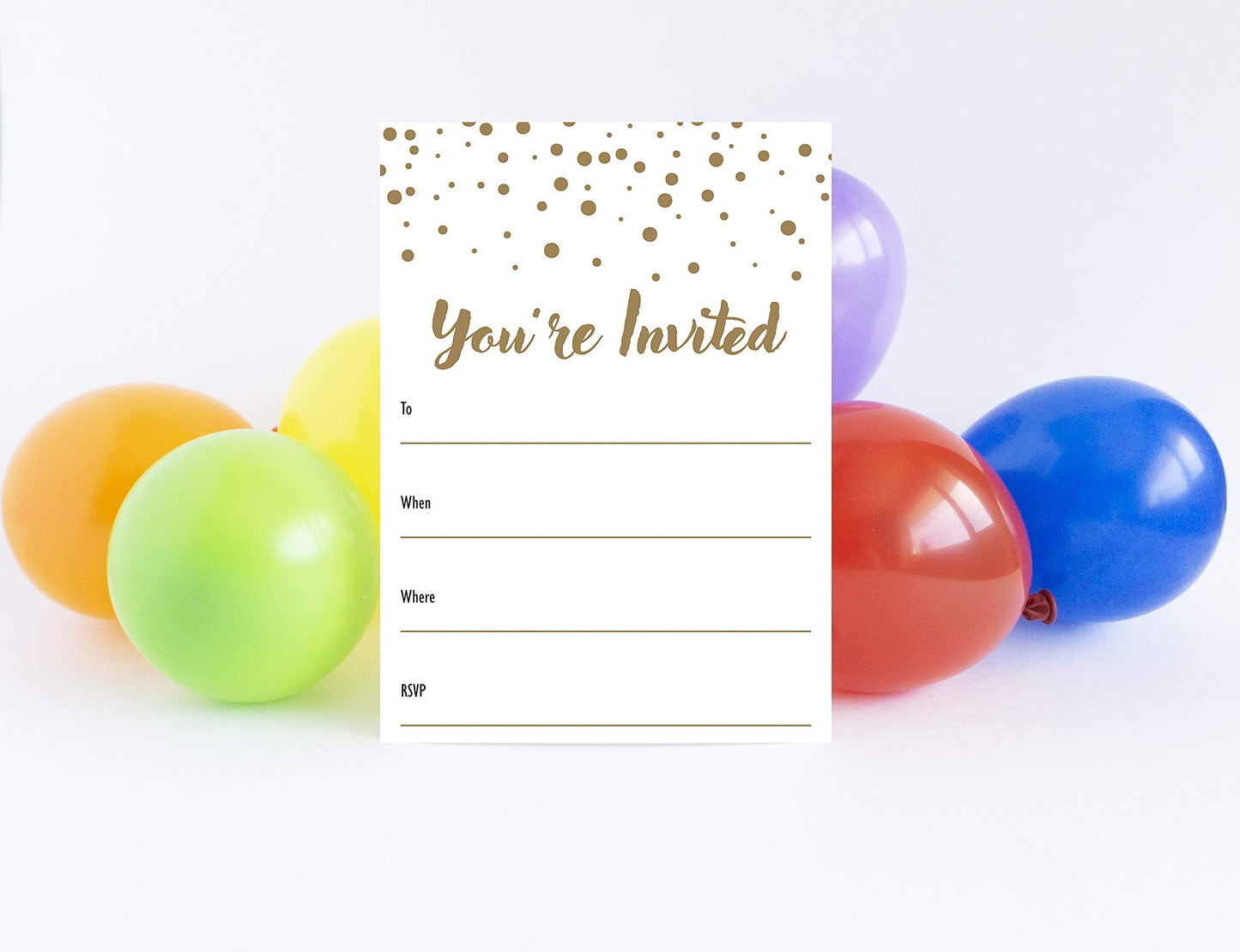 JBH Creations Shimmering Gold Dot Party Invitations - Pack of 48