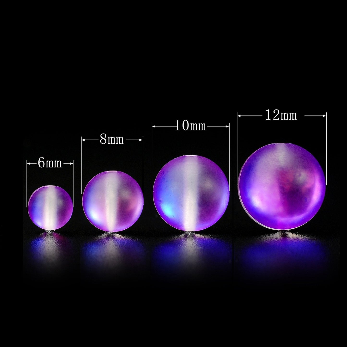 RUBYCA 10mm Round Moonstone Matte Crystal Glass Beads Aura for Jewelry Making Purple, 1 Strand