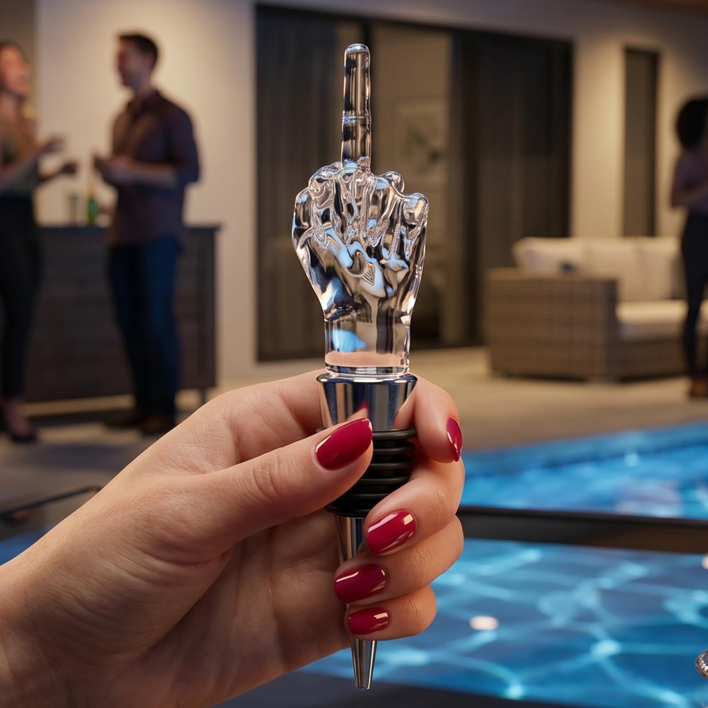 Unique Wine Bottle Stopper - Funny Wine Cork Beverage Bottle Sealer, Middle Finger Shaped Gag Gift For Wine Connoisseur & Lover, Reusable Glass Sealing Plug, Silicone Bottle Cap For Him, Her