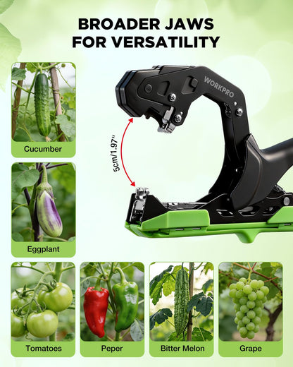 WORKPRO Plant Tying Machine, Lightweight Tape Gun for Tying Vines and Support Plants, Includes Gloves, 20 Rolls of Tape, 10,000 Staples, Ideal for Tomatoes, Grapes, Cucumber and Vegetables
