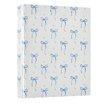 Blue Bow Round Ring Binders 1.5 Inch Ribbon Bow Knot 3 Ring Clipboard Binder for Office School Work Supplies File Folder 200 Sheet Capacity