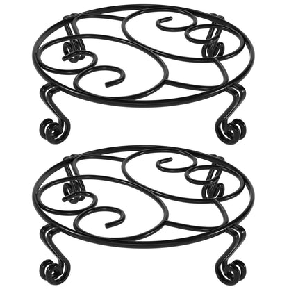 Yimobra 2 Pack Plant Stand for Flower Pot Heavy Duty Potted Holder Indoor Outdoor Metal Rustproof Iron Garden Container Round Supports Rack for Planter (10.2 Inches, Black)