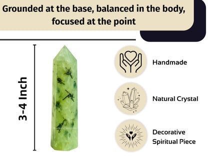Amazing Gemstone Prehnite Crystal Towers - Natural Healing Crystal Point Obelisk for Reiki Healing and Crystal Grid (3" to 4" INCH)