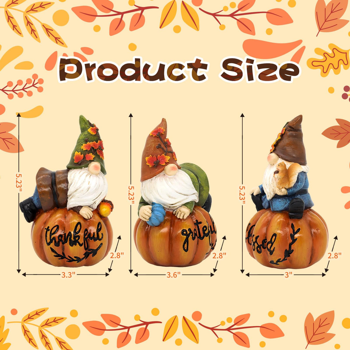 KnomeKo Thanksgiving Gnomes Fall Decorations for Home, Fall Gnomes Resin Pumpkin Figurine Thanksgiving Table Decor, Autumn Garden Farmhouse Decor Fall Gifts
