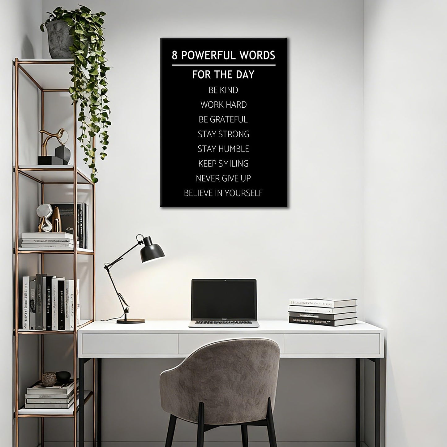 DINGFUN 8 Powerful Words Motivational Wall Decor Inspirational Office Entrepreneur Quotes Discipline Poster Wall Art Print Positive Picture Artwork for Gym Workspace Ready to Hang [18''W x 24''H]