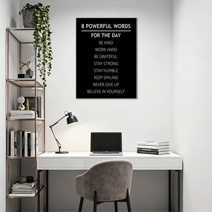DINGFUN 8 Powerful Words Motivational Wall Decor Inspirational Office Entrepreneur Quotes Discipline Poster Wall Art Print Positive Picture Artwork for Gym Workspace Ready to Hang [18''W x 24''H]