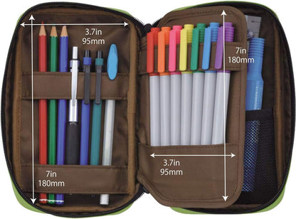 LIHITLAB Large Capacity Zipper Pencil Case For School Office College, Big Capacity 4 Compartments Pencil Bag Holder Adults Teen Boys Girls, Travel Cosmetics Storage, Navy Camo (A7551-132)