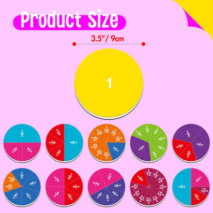 SpriteGru 78 PCS Magnetic Fraction Tiles, Educational Math Learning Manipulatives Set for Preschool Elementary School, Fraction Bar Set Educational Learning Tool Kit for Classroom, School Supplies