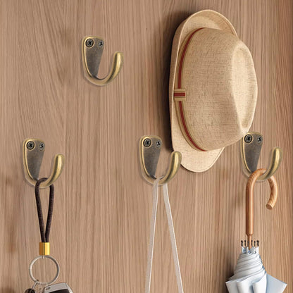 FIRSORCA 4PCS Vintage Bronze Coat and Hat Hook Classic Simple Hooks Wall Mounted Bath Stands for Hanging Clothes Hangers Scarf Towel Key Cup