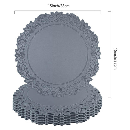 Noctiflorous Round Faux Leather 15 Inch Placemats Set of 6 Waterproof Wipeable Heat Resistant Tablemat for Dining Table Kitchen Non Slip Washable Oilproof Table Place Mat(Graphite Gray, 6)