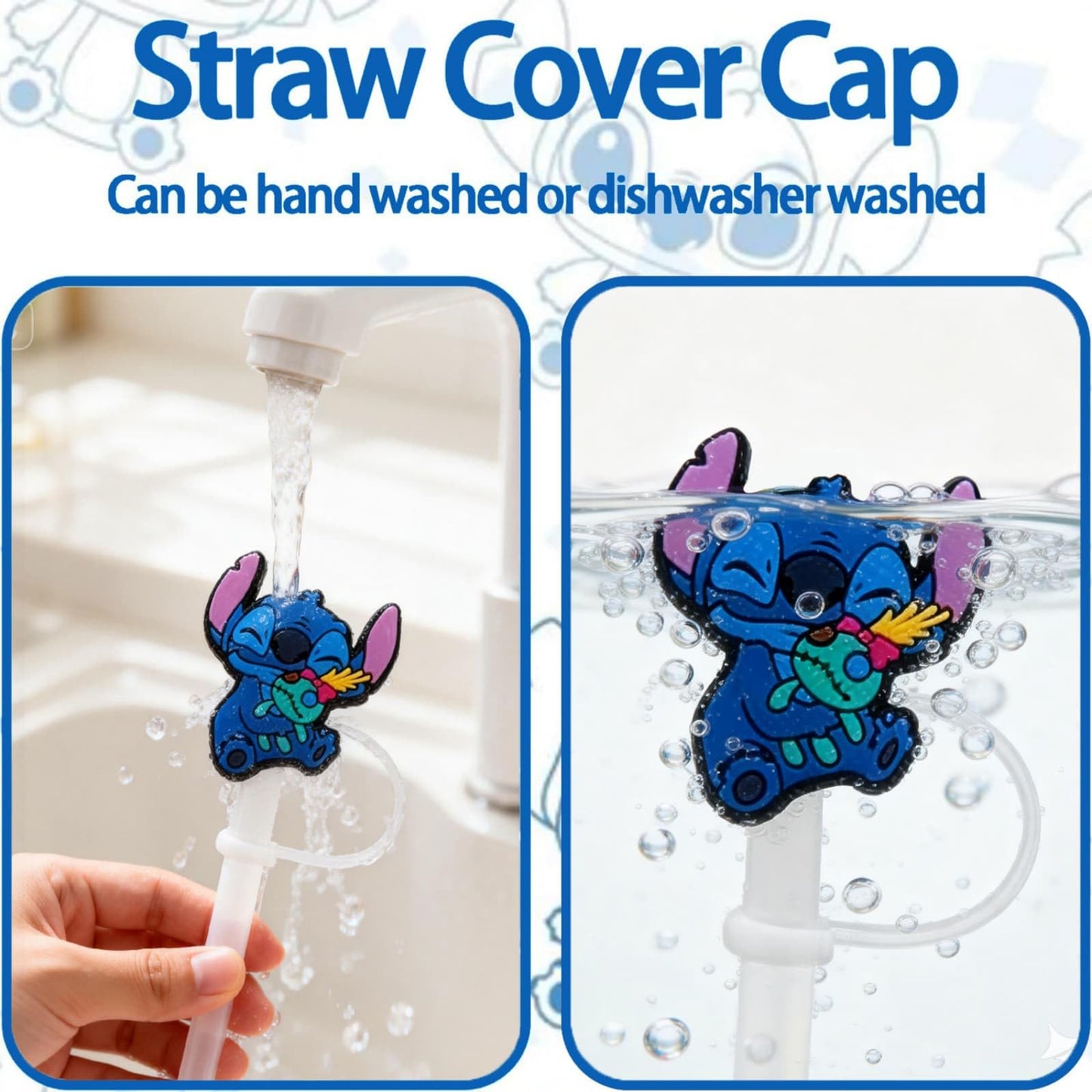 Cartoon Straw Covers Cap for Tumblers Cup, 20Pcs 10mm Diameter Straw Covers, Straw Tip Covers for Drinking Straws, Dust-Proof Reusable Straw Covers Accessories