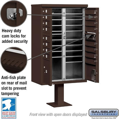 Salsbury Industries 3316SAN-U 16 A Size Doors, United States PostalSalsbury Industries 3316BRZ-U 16 A Size Doors, United States Postal Access Type III Cluster Box Unit, Bronze