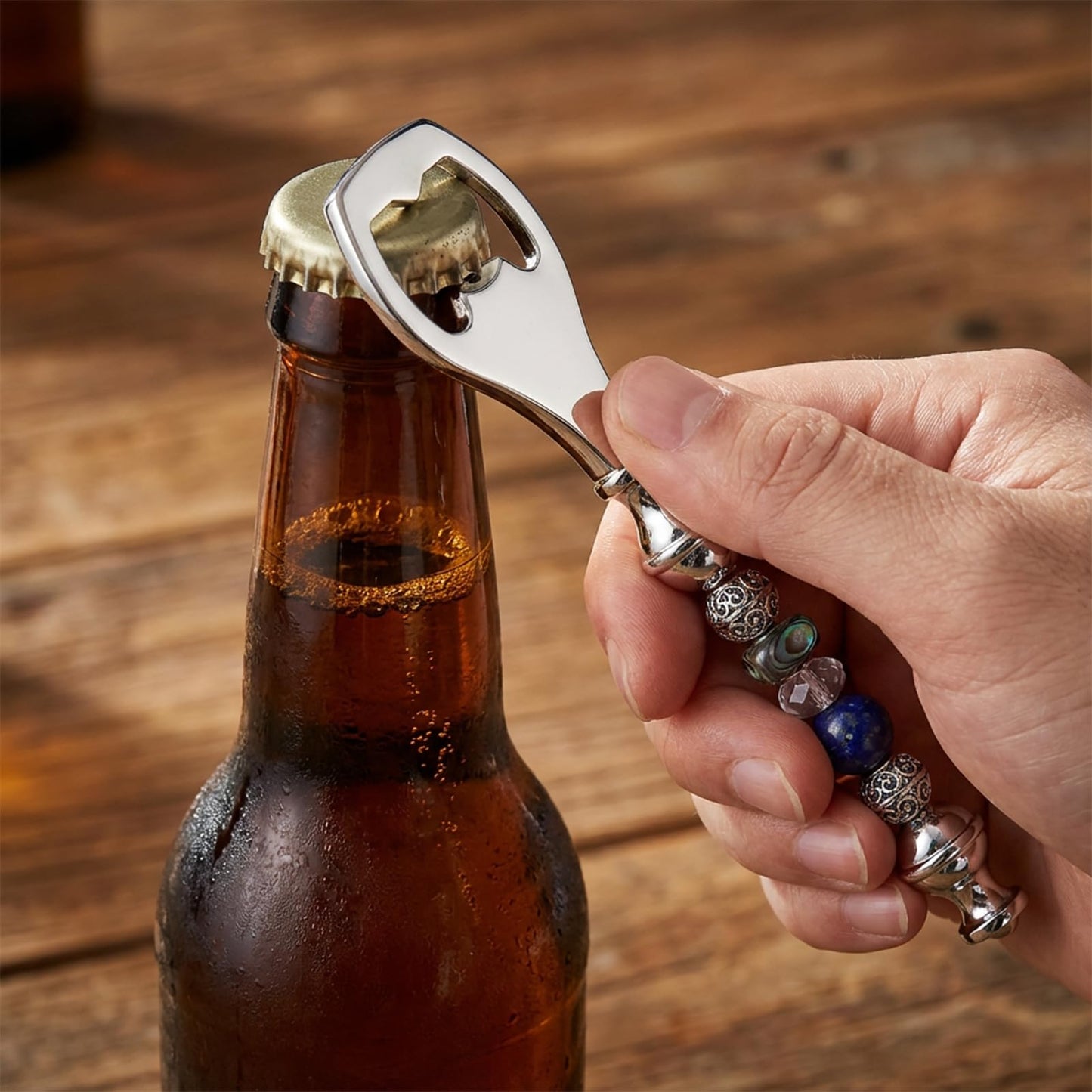 MSHHDK 20pcs Beadable Beer Opener Set Reusable Bottle Opener Decorative DIY Flat Beer Bottle Openers Beaded Bottles Openers DIY Bead Metal Silver Wine Stoppers for Crafts Fall Bar Party Favor