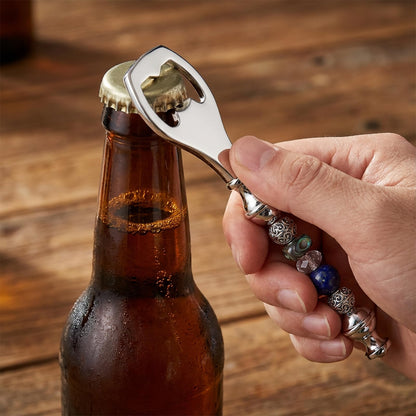 MSHHDK 20pcs Beadable Beer Opener Set Reusable Bottle Opener Decorative DIY Flat Beer Bottle Openers Beaded Bottles Openers DIY Bead Metal Silver Wine Stoppers for Crafts Fall Bar Party Favor