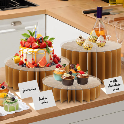 Buffet Risers Food Risers for Buffet Table Acrylic Risers Display Stands Tall Cake Stands Cylinder Stands for Party Pedestal Cake Stand Dessert Table Display Set Cupcake Stands Cupcake Display (Golden)