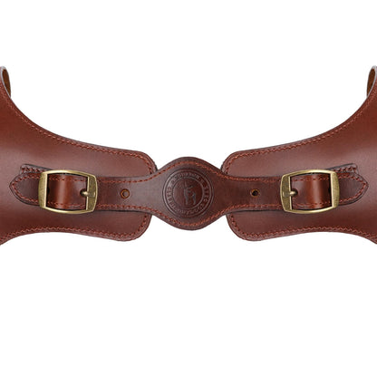TOURBN Men's Genuine Leather Harness Suspenders - Adjustable Vintage Braces with Brass Hooks for Pants, Weddings & Formal Wear