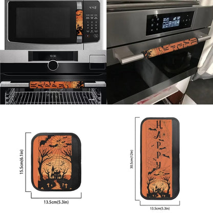 Biyejit Halloween Castle Refrigerator Handle Covers Set of 6, Kitchen Decor Anti-Skid Fridge Handle Cover Appliance Handle Covers for Microwave Dishwasher Stove Oven Fridge Door