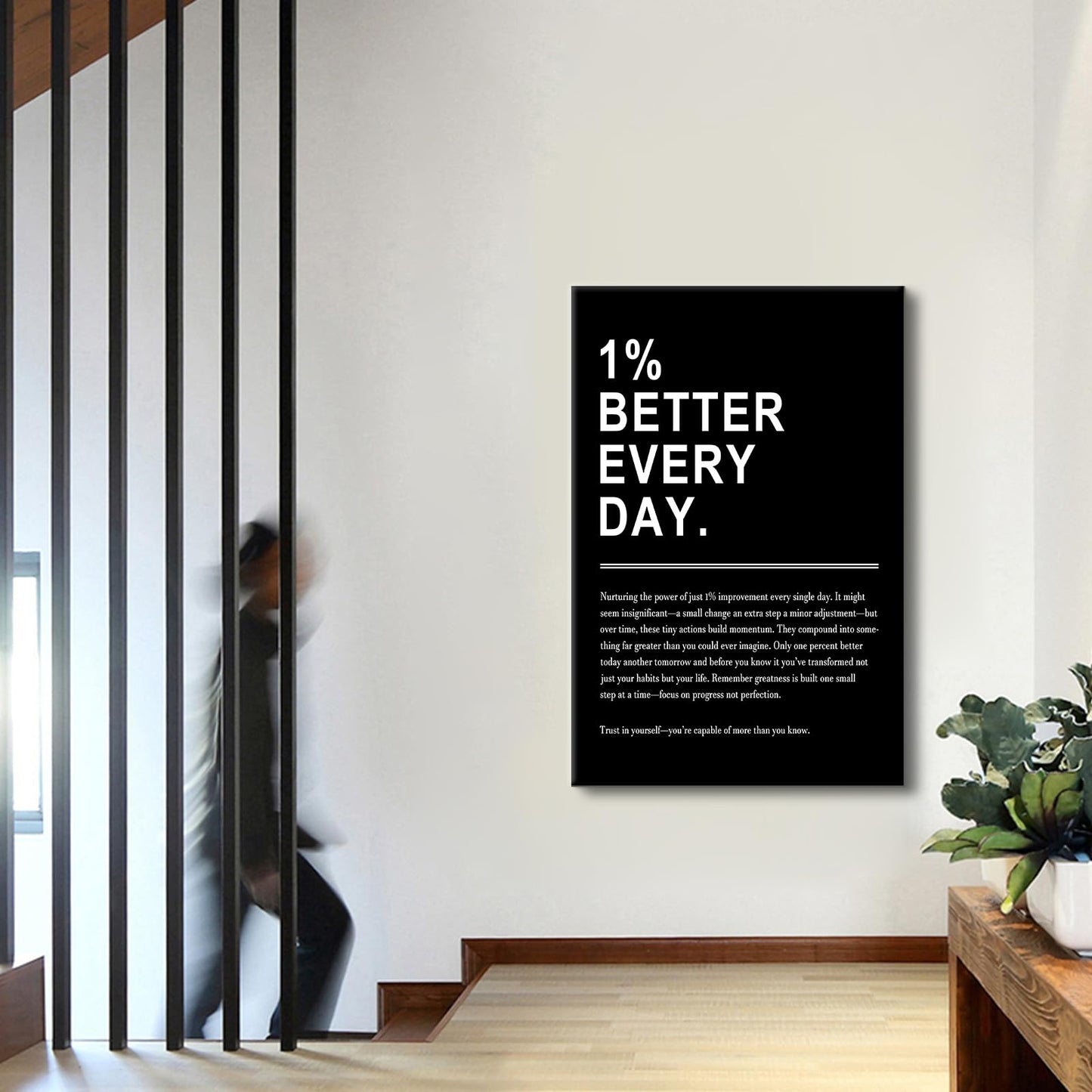 Inspirational Canvas Wall Art 1% Better Every Day Office Success Quote Growth Entrepreneur Motivational Poster Pictures Decoration Prints for Classroom Home Artwork Ready to Hang [24''Wx36''H]