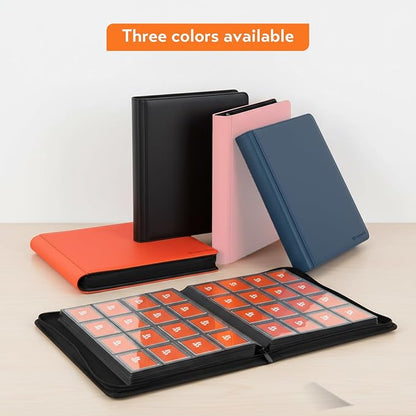 Toploader Binder,16 Pocket Top Loader Binders for 3" x 4" Rigid Cards,Toploader Card Binder for Hard Plastic Top Loaders,Holds 640 Top Loaders(Orange)