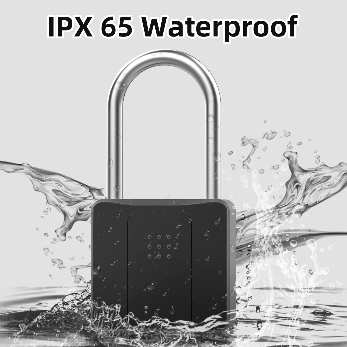 Dhiedas Fingerprint Gate Lock, 2.7'' Long Shackle Heavy Duty Smart Padlock with Key Fingerprint Bluetooth, Waterproof Biometric Keyless Gate Lock for Outdoor Fence Shed Yard Storage Door