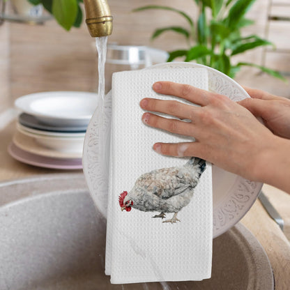GWFSJYU Chicken Decor Kitchen Towels Set of 4, Farm Animal Rooster Dish Tea Towels for Kitchen, Chicken Gifts for Women,Farmhouse Chickens Decorative Hand Towel for Bathroom, 16x24 Inch