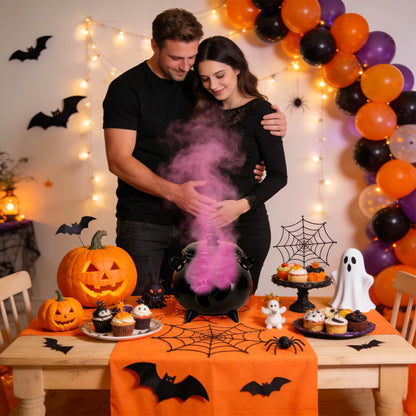 JarThenaAMCS Halloween Gender Reveal Party Decoration Black Witch Cauldron Baby Shower Table Centerpieces He or She Resin Footprint Cauldron with Lid for Birthday Party Supplies