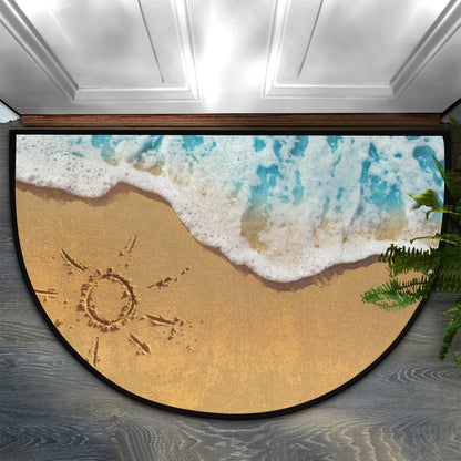 Pardick Ocean Beach Half Round Door Mat Welcome Entrance Mat Bath Bathroom Rug