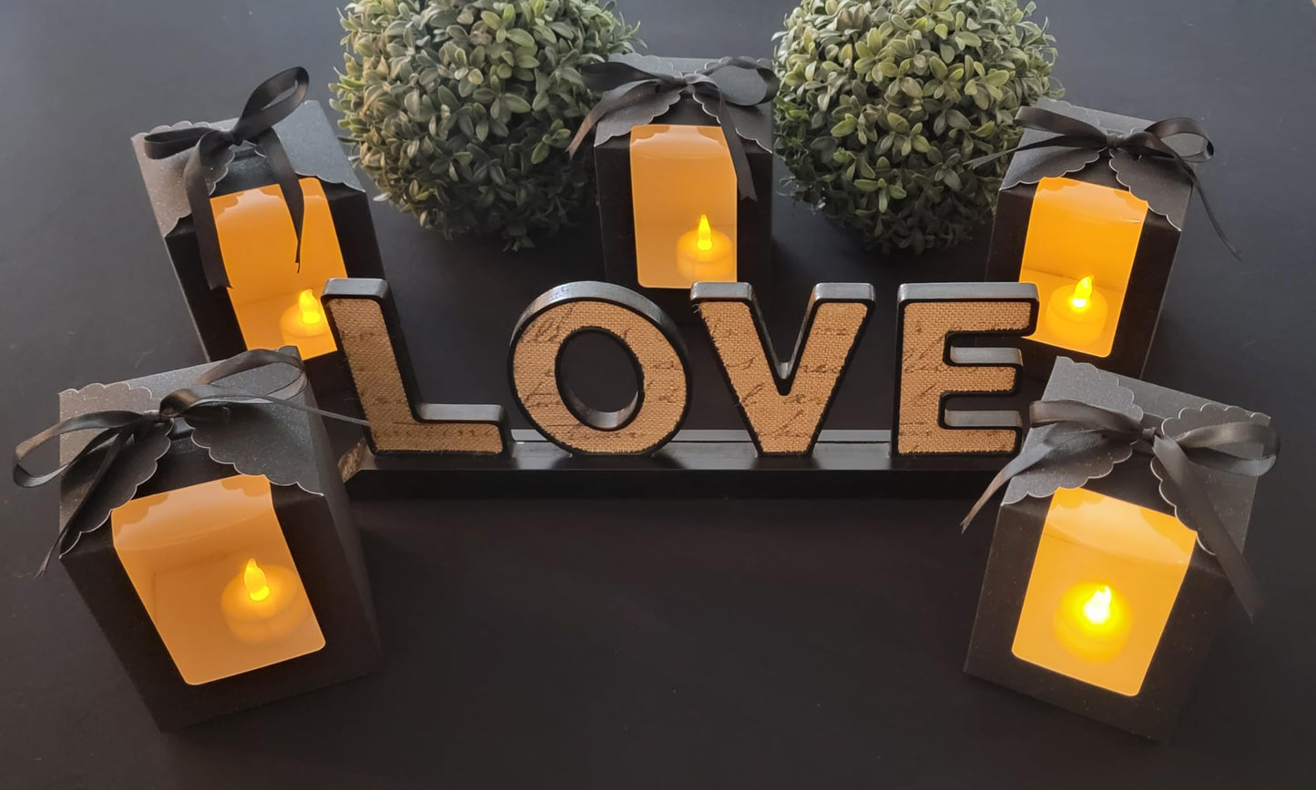 Black Sparkling Favor Boxes-40 Ct Large 4"x4"x5" Clear Window. Includes 2 Ribbons (40 White 40 Black) Stemless Wine Glass Gift Box. Bottom Insert for Durability. Ideal for Weddings, Events, Halloween
