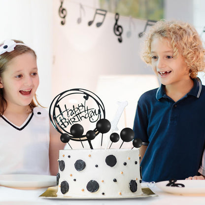 BOUBONI 138 Pcs Black Balls Cake Topper Decorations Balloon Cupcake Toppers Foam Cake Topper Balls Decorations for Halloween Birthday Party Wedding Anniversary