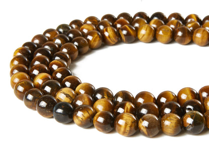 60pcs 6mm Yellow Tiger Eye Beads Natural Gemstone Beads Round Loose Beads for Jewelry Making